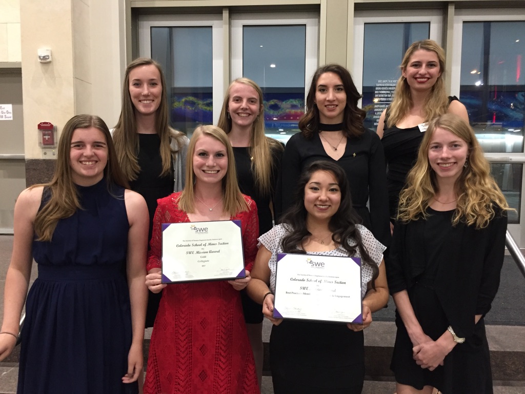 Mines students pose with their awards at the Society of Women Engineers' annual conference